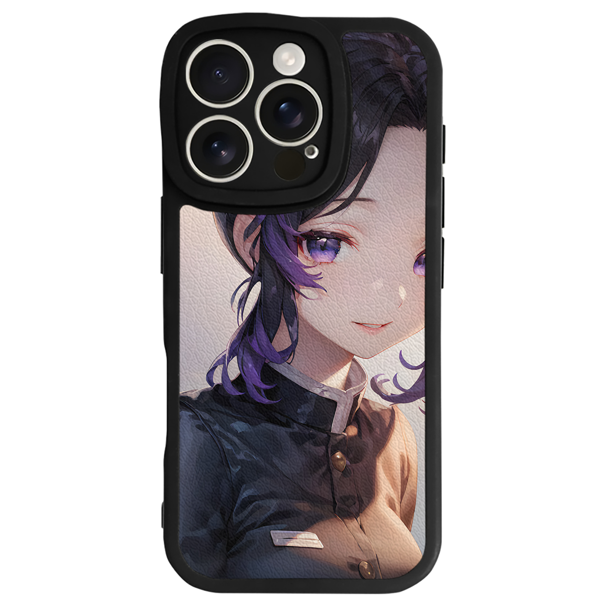 （画像用） 鬼滅の刃（きめつのやいば）蟲柱-胡蝶 しのぶ／こちょう しのぶ Kochou Shinobu 【iPhone 16シリーズ対応】シリコンスマホケース（レザー調） 材質：シリコン